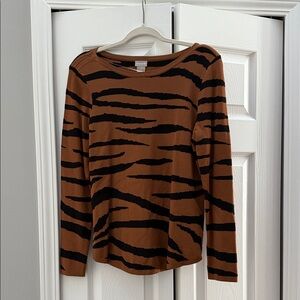Chico's Brown and Black Striped Sweater